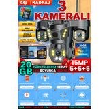 Sim Kartlı Kamera, 3 Kameralı, Solar Panelli, 20Gb Turk Telekom Hat Dahil, İnsan Algılama, Sesli Konuşma, Alarm,X66b