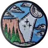 Sim Nakış Ay ışığı ve Dağ nakış işleme arma patch 8×8 cm