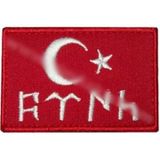Sim Nakış Ayylıdız Göktürkçe Türk Bayrak nakış işleme arma patch peç 7,5 x 5 cm