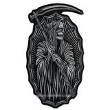 Sim Nakış Azrail ölüm cellat nakış işleme arma patch peç 16×28 cm beyaz