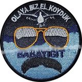 Sim Nakış E biz boşuna mı burdayız babayiğit nakış işleme arma patch 8x8 cm renkli