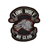 Sim Nakış Lone Wolf No Club nakış işleme arma patch peç 35x32 cm