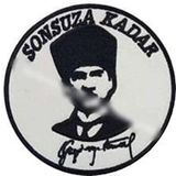 Sim Nakış Mustafa Kemal Atatürk imzalı nakış işleme arma patch peç 9x9 cm siyah