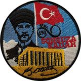 Sim Nakış Mustafa Kemal Atatürk imzalı sonsuza kadar nakış işleme arma patch peç 9,5x9,5 cm