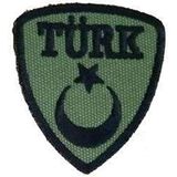 Sim Nakış Türk Bayrak nakış işleme arma patch peç 5,5×6 cm yeşil siyah
