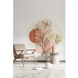 Sim Tasarım Yuvarlak Boho Çizgisel Çiçekli Dekoratif Duvar Sticker - Sim639