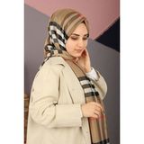 Sima Krem-Bej Sima Burberry Ekose Şal - Lacivert