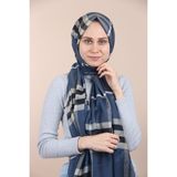 Sima Laci-Krem Burberry Ekose Şal - Lacivert - Krem