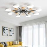 Simaavize Modern Ahşap Detaylı Led Avize 8'li Beyaz