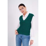Şimal Kadın Baklava Desenli Triko Örme Süveter 245158 - - Standart - Yeşil