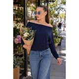 ŞİMAL Kadın Kayık Yaka Beli Lastik Detaylı Salaş Bluz 260248 - 265084