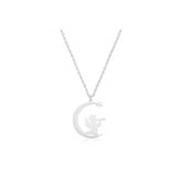 Şimal Silver 925 Ayar Gümüş Ayda Oturan Melek Kadın Gümüş Kolye