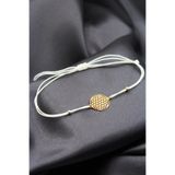 Şimal Silver 925 Ayar Gümüş Gold Beyaz İpli Yaşam Çiçegi Makrome Bileklik