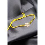 Şimal Silver 925 Ayar Gümüş Gold Sarı İpli Yaşam Çiçegi Makrome Bileklik