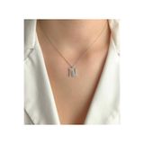 Şimal Silver 925 Ayar Gümüş Rodyum Kaplamalı Baget Taşlı - N - Harfi Kolye