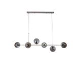 Simao Modern Tasarım Krom Renk Füme Camlı Salon - Yemek Masası Üstü - Mutfak Sıralı 6 lı Avize