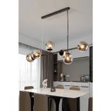 Simao Modern Tasarım Siyah Renk Füme Camlı Salon - Yemek Masası Üstü - Mutfak Sıralı 6 lı Avize