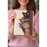 Şımartan Kedi Desenli Bez Kitap Kılıfı – Sanatsal Baskılı Kumaş Kitap Kabı, Kitap Koruyucu Kılıf 6