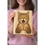 Şımartan Kedi Desenli Bez Kitap Kılıfı – Sanatsal Baskılı Kumaş Kitap Kabı, Kitap Koruyucu Kılıf