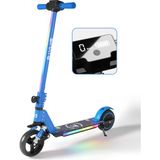 SIMATE Elektrikli Çocuk Scooter - 130W, LED Işıklı, Amortisörlü (Dizlik ve Dirseklik Hediyeli) - Mavi