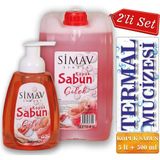 Simav Synaus Termal Sulu Çilek Özlü Köpük Sabun Seti 2'li - 5 Lt + 500 ml