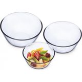 Sımax 3’lü Isıya Dayanıklı Cam Kase Seti (0,5 + 1,3 + 2,5 L) – Borosilikat Cam, Sağlıklı ve Şık Sunumlar Için - 150x80 mm 90x95 mm 230x110 mm - Şeffaf