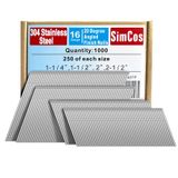 SimCos 16 Ayar Açılı Kaplama Çivileri 304 Paslanmaz Çelik, (1-1/4", 1-1/2", 2", 2", 2-1/2"), 20 Derece, Pnömatik, Elektrikli Kaplama Çivi Çakma Makinesi veya Tırnak Tabancası için Çeşitli Boyutlu