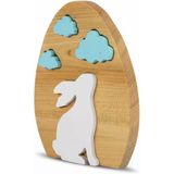 Simdale Wood Ahşap Tavşan Ve Mavi Bulutlar - Montessori Bebek Odası Raf Dekoru & Oyuncak