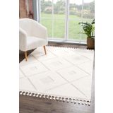 SİMEREV HALI Beyaz Yumuşak Peluş Shaggy Modern Dokuma Salon Mutfak Çocuk Oturma Odası Yolluk Halısı BEYAZBEJ 80 x 150