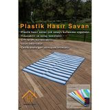 Simerev Halı Hasır Savan Mat Plaj Kamp Piknik Bahçe Balkon Teras Yıkanabilir Katlanabilir Kilim - 90 x 180 cm - Mavi