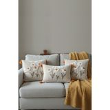 SİMEREV HALI HOME CONSEPT Punch Nakışlı 3 Adet Krem Kumaş Püsküllü Dokuma Kırlent Kılıfı Modern Desen İşlemeli Yastık Kılıf