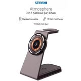Simex 15W 3in1 Hızlı Manyetik Masaüstü Metal Magsafe Kablosuz Şarj Standı Telefon Tutucu Simex Atmosphere