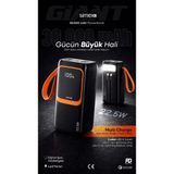 Simex 30.000 mAh 22.5W Hızlı Şarj Kablolu PD Powerbank Led Fener ve Dijital Göstergeli Taşınabilir Cihazı - Siyah - Turuncu