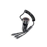 Simex 60W Araç İçi Şarj Aleti, 5 Port, Spiral Kablolu, Type-C Micro USB Lightning Uyumlu, 062055