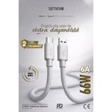 Simex 66W USB to Type-C Süper Hızlı Şarj Kablosu - Samsung, Huawei, Honor, Vivo, Uyumlu Gri, 1 Metre