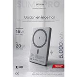 Simex iPhone Qi2 5000mAh MagSafe 20W Kablosuz Powerbank Şarj Cihazı Taşınabilir 17 16 15 14 13 12 Pro Max - Gri