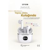 Simex Quantum AI TWS Bluetooth Kulaklık 42 Saat Pil 134 Dil Çeviri Beyaz, 062903