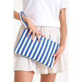 Simfa Premium Kadın Pamuk Dokuma Astarlı Renkli Clutch Portföy El Çantası - Mavi