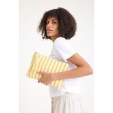 Simfa Premium Kadın Pamuk Dokuma Astarlı Renkli Clutch Portföy El Çantası - Sarı