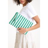 Simfa Premium Kadın Pamuk Dokuma Astarlı Renkli Clutch Portföy El Çantası - Yeşil