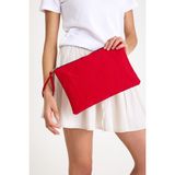 Simfa Premium Kadın Renkli Astarlı Fermuarlı Clutch El Çantası Portföy - Kırmızı