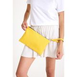 Simfa Premium Kadın Renkli Astarlı Fermuarlı Clutch El Çantası Portföy - Sarı