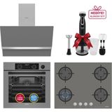 Simfer 0+10 Fonksiyon Steam Master Buharlı Gri 3'lü Ankastre Set (8246 Fırın + 3656 Ocak + 8740 Davlumbaz)