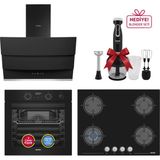 Simfer 0+10 Fonksiyon Steam Master Siyah 3'lü Ankastre Set (8244 Fırın + 3653 Ocak + 8678 Davlumbaz)