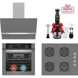 Simfer 0+9 Fonksiyon Airfry Gri 3'lü Ankastre Set (8217 Fırın + 3538 Ocak + 8740 Davlumbaz) - Siyah
