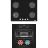 Simfer 11 Fonksiyon Steam Master Siyah 2'li Ankastre Set (Fırın + Ocak)