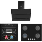 Simfer 11 Fonksiyon Steam Master Siyah 3'lü Ankastre Set (Fırın + Ocak + Davlumbaz)