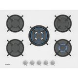 Simfer 3751-N 70CM Ankastre Beyaz Cam Ocak 4G+1Wok Emaye Izgara beyaz-siyah