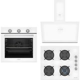 Simfer 3'lü Beyaz Cam Ankastre Set SB8202 3048 Ng Turbo Fırın Ocak Davlumbaz