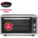 Simfer 4559 İnox Gri 45 LT Turbo Fan Mini/Midi Fırın - 6 Fonksiyon, Dijital Ekran, Pop-Up Düğme,Yoğurt Yapma
